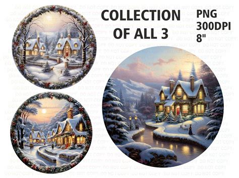 Christmas Village Scene Png Xmas Snow Scene Christmas Town - Etsy