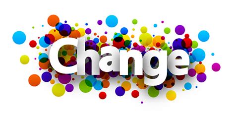 Change Sign Over Colorful Round Dots Confetti Background Stock ...