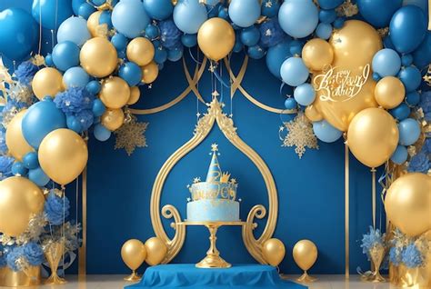 Premium Photo | Royal Charm Blue Gold Royal Style Party Background