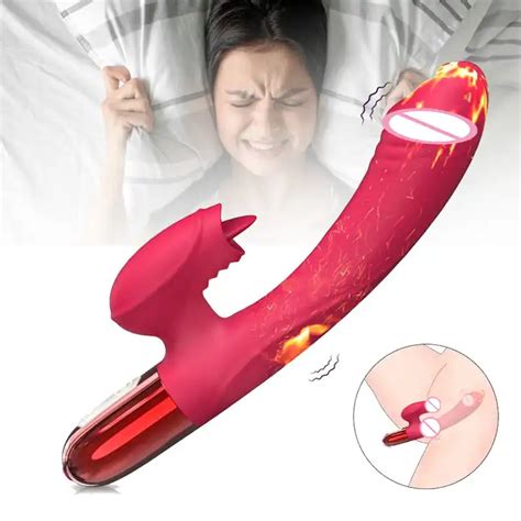 Rabbit Vibrator Dildo G Spot With Tongue Licking Realistic Anal