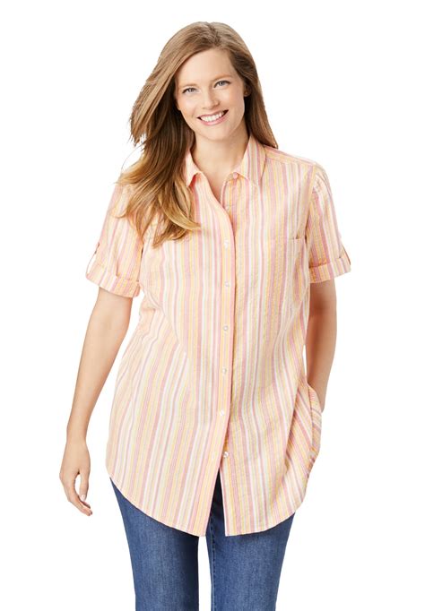 Woman Within Woman Within Women S Plus Size Short Sleeve Button Down