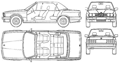 1991 Bmw 3 Series E30 Cabriolet Blueprints Free Outlines