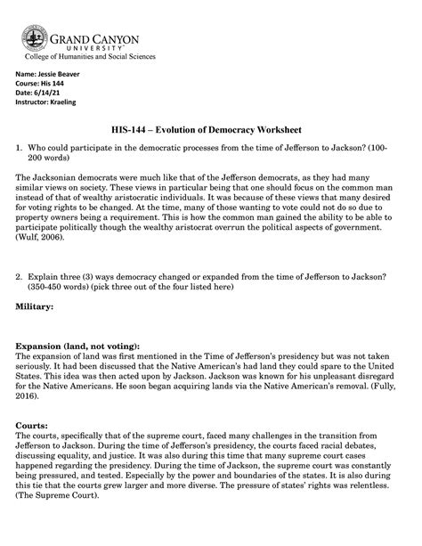 His Evolution Of Democracy Worksheet