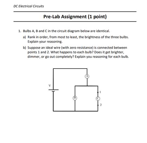 Solved Dc Electrical Circuits Pre Lab Assignment 1 Point