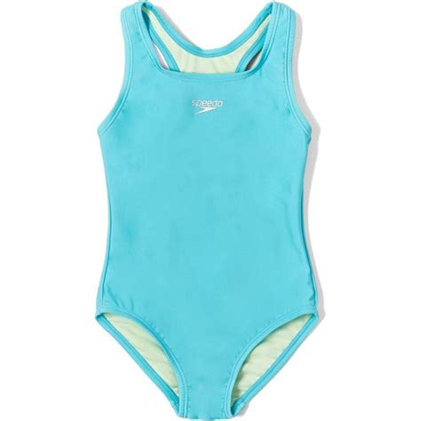 Speedo Girls Swimsuit One Piece Closed Racerback Blue Atoll Speedo