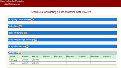 Amu Entrance Exam 2022 Latest Update First Merit List For Ba Llb