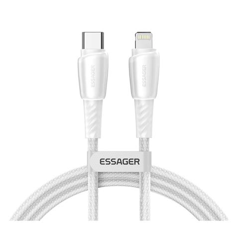 Essager 2m Usb C Lightning Nylon Ladekabel Weiss