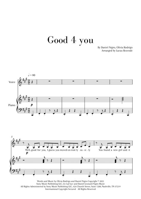 Good 4 U Arr Lucas Rezende By Olivia Rodrigo Sheet Music For Piano