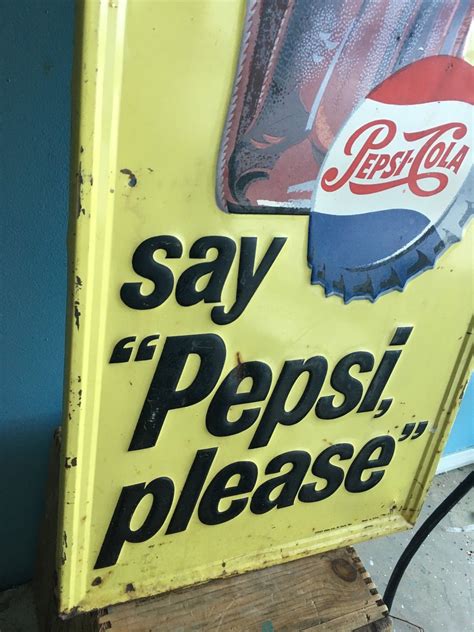 Vintage Original 1960s Tin Embossed Vertical Pepsi Cola Sign Jules St Jo