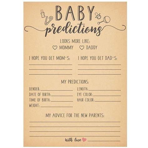 Sparkle And Bash Sheets Baby Shower Prediction And Advice Cards For