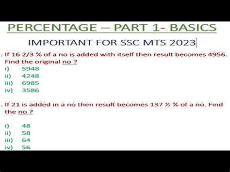 Percentage Kaise Nikale Ssc Mts Havaldar Ssc Mts Math Class