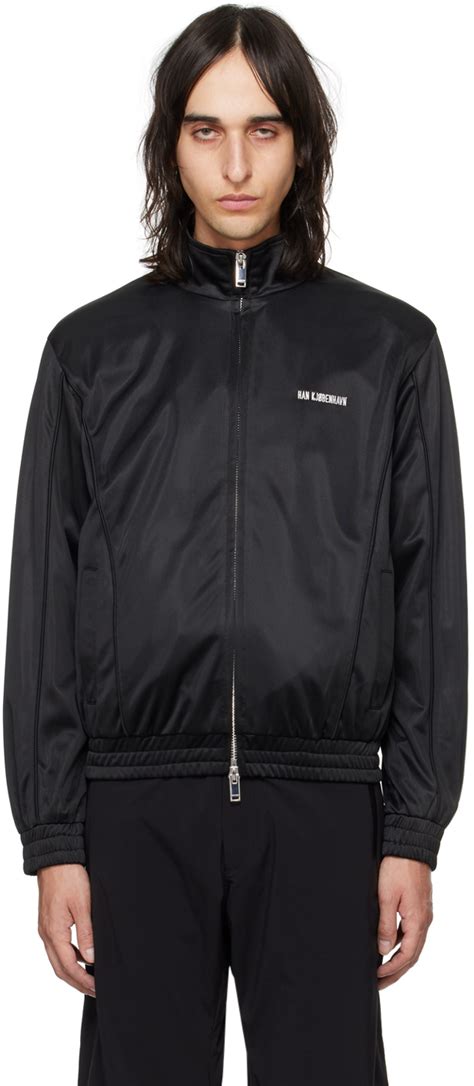 Han Kjobenhavn Black Embroidered Track Jacket Ssense Uk