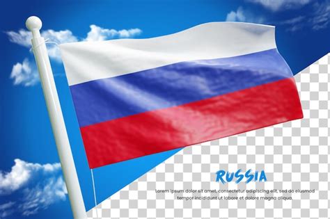 Bandeira realista da rússia renderização 3d isolada ou ilustração de