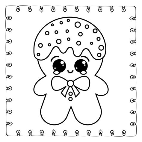 Coloring page of a cute cartoon gingerbread wiht Christmas presends. 14030291 Vector Art at Vecteezy