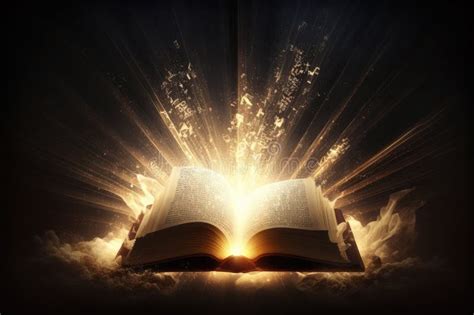 Holy Bible With Rays Of Light Coming Out AI Generative Stock