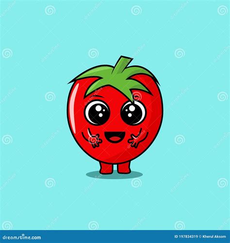 Cute Tomato Mascot Character Vector Illustration Stock Vector