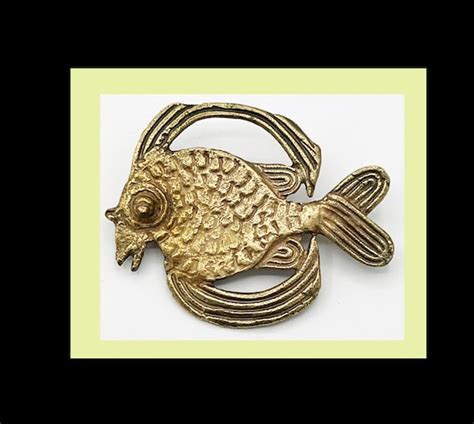 Brass Fish Brooch Alva Studios Circa 1950 S Gem