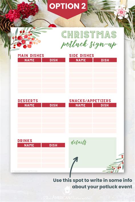 Free Printable Christmas Potluck Sign Up Sheets The American Patriette