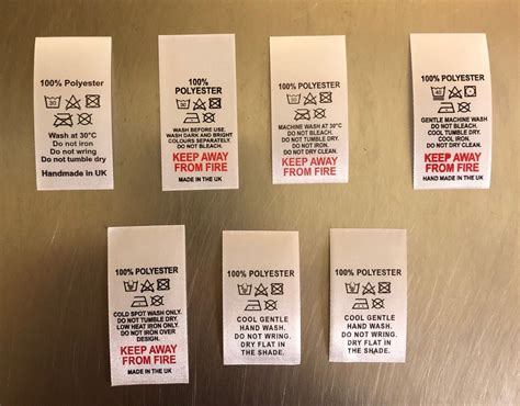 100 Polyester Wash Care Labels Clothing Labels 8 Variations Etsy Uk