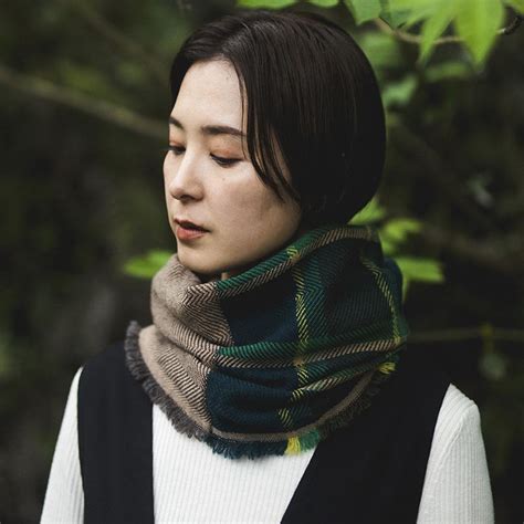 工房織座 NECKABLE WOOL SNOOD CHECK ネッカブル ウール スヌード チェック ウール100 ネイビー グリーン