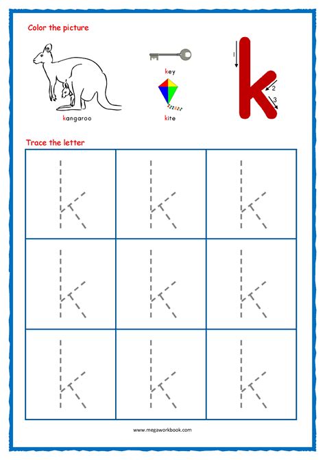 Letter K Tracing Worksheets