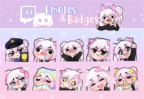 Digital Drawing Illustration Twitch Emotes Cat Emote Sub Badges Cute