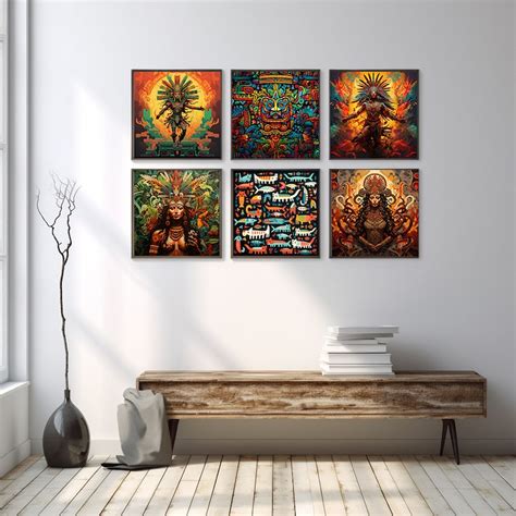 Aztec God of Sun Mayan Wall Art Aztec Digital Print Mythological ...