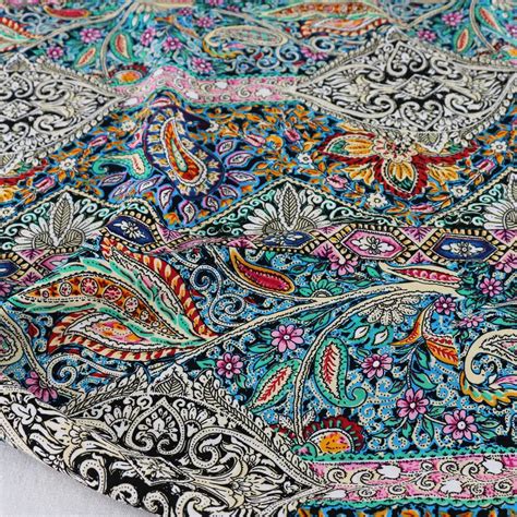 Ethnic Bohemian Paisley Print Cotton Fabric Sewing Rayon Poplin Dress