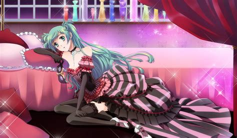 Hatsune Miku Perfume Divine Green Eyes Bedroom Elegant Bed Anime