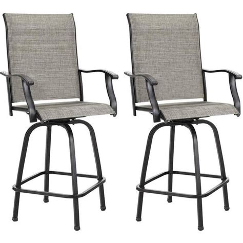 Kingdely 2 Pieces Swivel Metal Frame Outdoor Bar Stools Height Patio