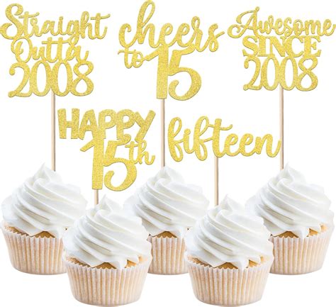 Amazon Pack Th Birthday Cupcake Toppers Glitter Straight