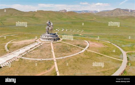 9th July, 2019: Aerial view of the Genghis Khan Equestrian Statue ...