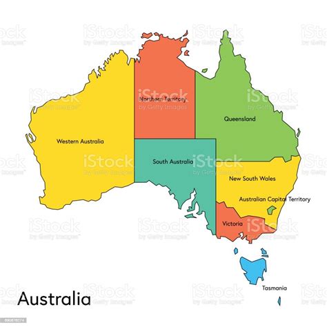 Australia Color Map With Regions And Names Stock Illustration Download Image Now Australia