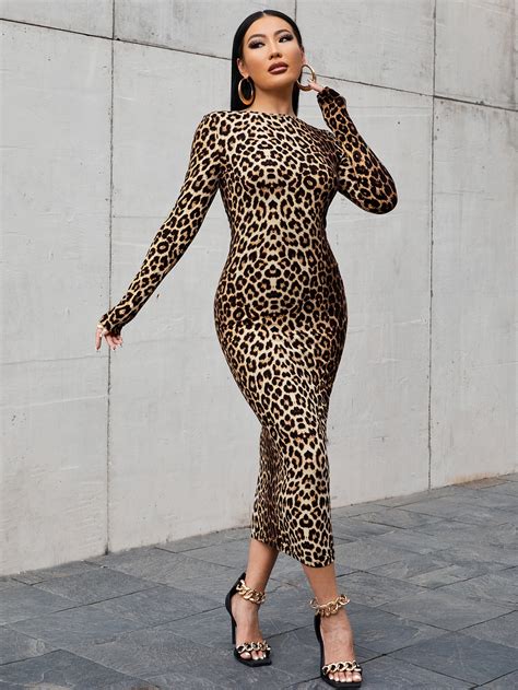 Shein Sxy Leopard Print Backless Bodycon Dress Shein Uk