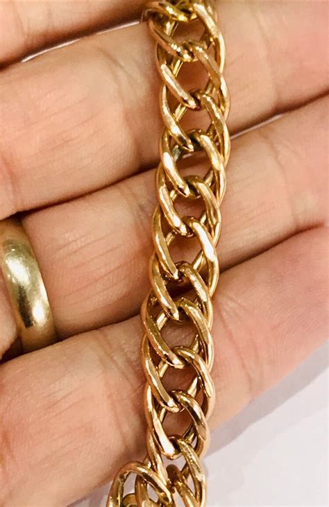 Stunning Vintage Ct Gold Wide Link Bracelet Fully Hallmarked