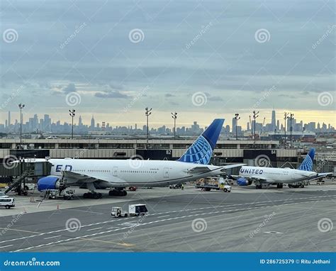 United Airlines Airplane At Newark International Airport In Newark New Jersey Editorial Stock