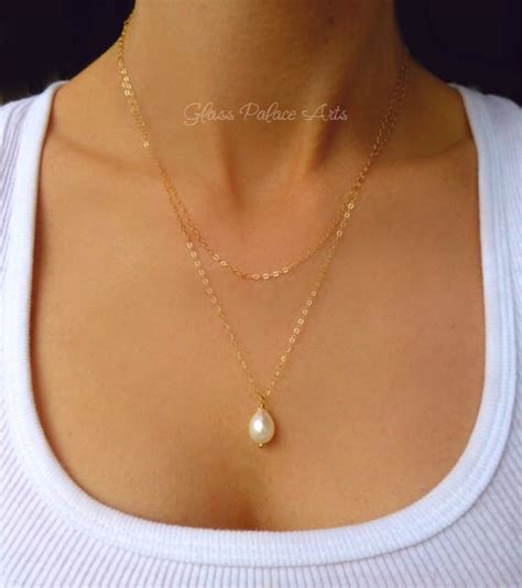 Multi Strand Pearl Necklace Layered Teardrop Pearl Necklace Etsy