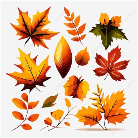 Fall Leaves Free Vector, Sticker Clipart Collection Of Autumn Leaves ...