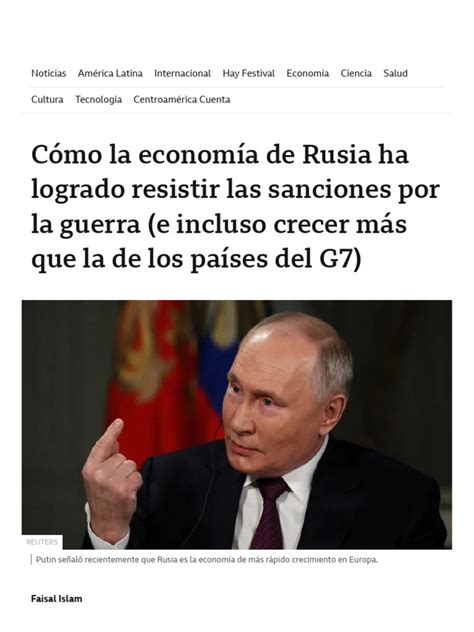 Rusia Cómo Su Economía Ha Logrado Resistir Las Sanciones Por La Guerra