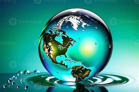 Ai Generated Global Harmony Half Water Globe For World Water Day