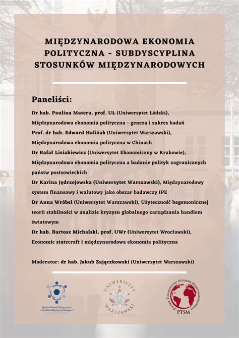 SEMINARIUM MIĘDZYNARODOWA EKONOMIA POLITYCZNA SUBDYSCYPLINA