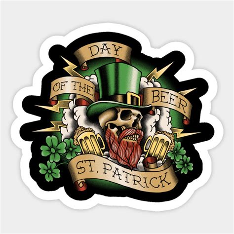 Saint Patrick Tattoo - Saint Patrick Tattoo - Sticker | TeePublic