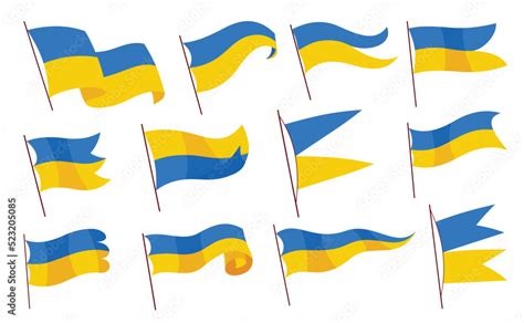 Ukrainian Flag Set Of Ukraine Flags On White Background National