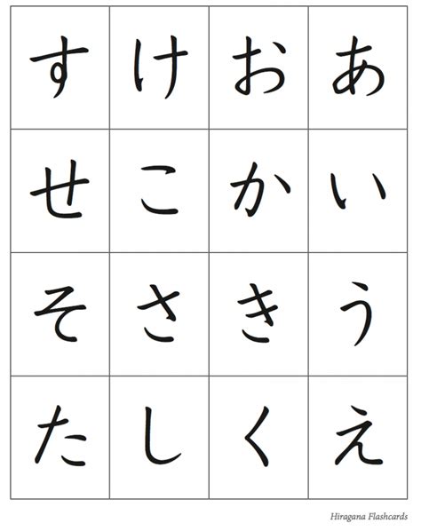 Hiragana Flash Cards Printable Printable Template