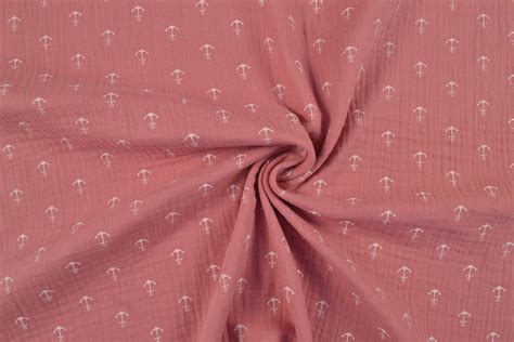 Baumwoll Musselin Double Gauze Kleine Anker Rosa Musselin Stoffe A