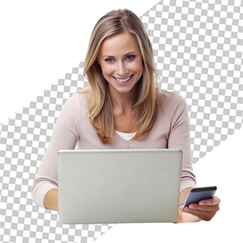 Blonde Influencer Using Laptop Premium AI Generated PSD