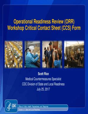 Fillable Online Operational Readiness Review Orr Workshop Critical