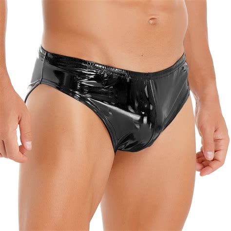Mens Pvc Leather Briefs Wet Look Underwear Low Rise Bikini Swimwear Nightclub Ebay