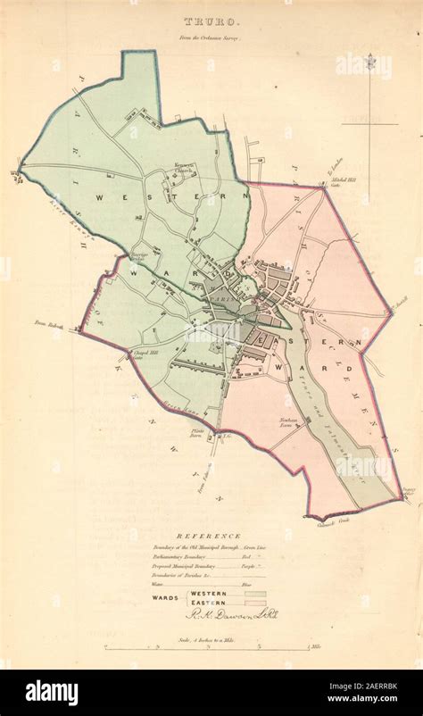 Truro Boroughtown Plan Boundary Commission Cornwall Dawson 1837 Old