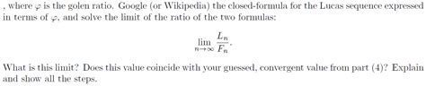 Solved (e) Lucas numbers are often referred to as the sister | Chegg.com